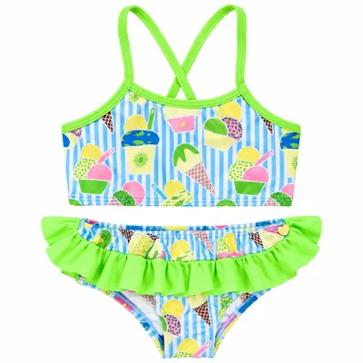 Biquíni Infantil Everly Cropped Sorvete E Calcinha De Babado Biquíni Infantil Everly Cropped Sorvete E Calcinha De Babado