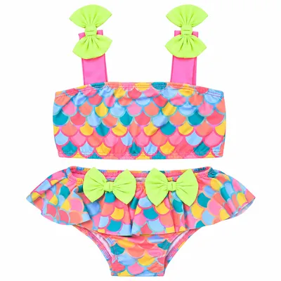 Conjunto Bebê Everly Blusa Longa E Biquini Escamas 3 Peças Conjunto Bebê Everly Blusa Longa E Biquini Escamas 3 Peças
