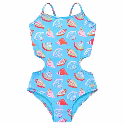 Maiô Teen Everly Com Amarração Estampa Conchas Maiô Teen Everly Com Amarração Estampa Conchas