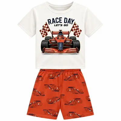 Pijama Curto Infantil Kyly Masculino Estampa Race Day