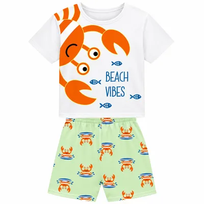 Pijama Curto Infantil Kyly Masculino Estampa Caranguejo