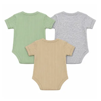 Kit Body Bebê Magibaby Menino Manga Curta Bordado 3 Peças