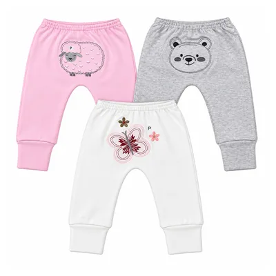 Kit Mijão Bebê Magibaby Pé Reversível Bordados Menina 3 Peças