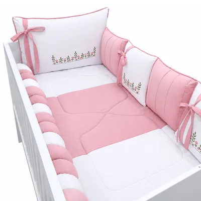 Kit Berço Tiquinho Baby Luxo Bordado Flores Jardim 11 Peças Kit Berço Tiquinho Baby Luxo Bordado Flores Jardim 11 Peças