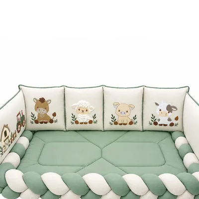 Kit Berço Tiquinho Baby Retrô Bordado Fazendinha 11 Peças Kit Berço Tiquinho Baby Retrô Bordado Fazendinha 11 Peças