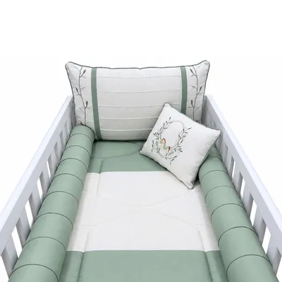 Kit Berço Tiquinho Baby Pérola Bordado Cavalo 11 Peças