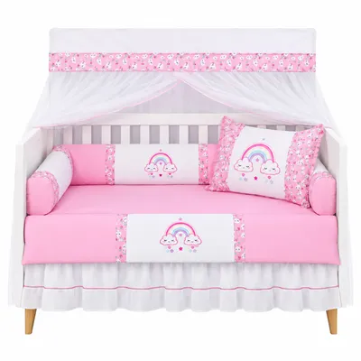 Kit Berço Tiquinho Baby Mimos Arco-íris 9 Peças