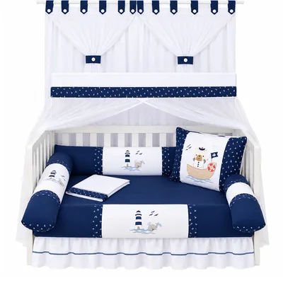 Kit Berço Tiquinho Baby Mimos Urso Barco 9 Peças