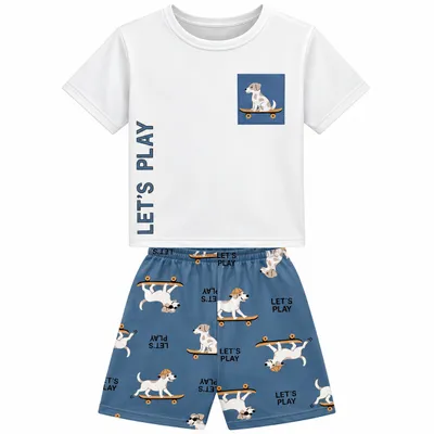 Pijama Curto Juvenil Kyly Masculino Estampa Lets Play Dog
