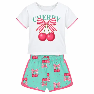 Pijama Curto Juvenil Kyly Feminino Estampa Cerejas
