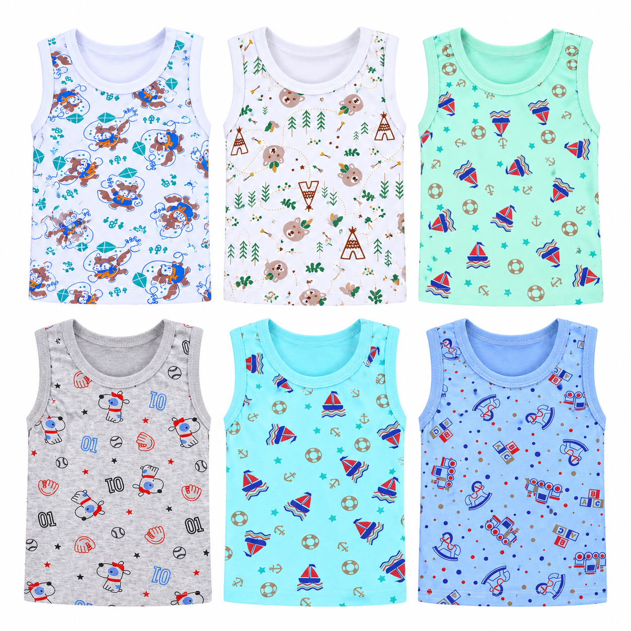 Kit Camiseta Regata Infantil Top Chot Sortido - 6 Peças
