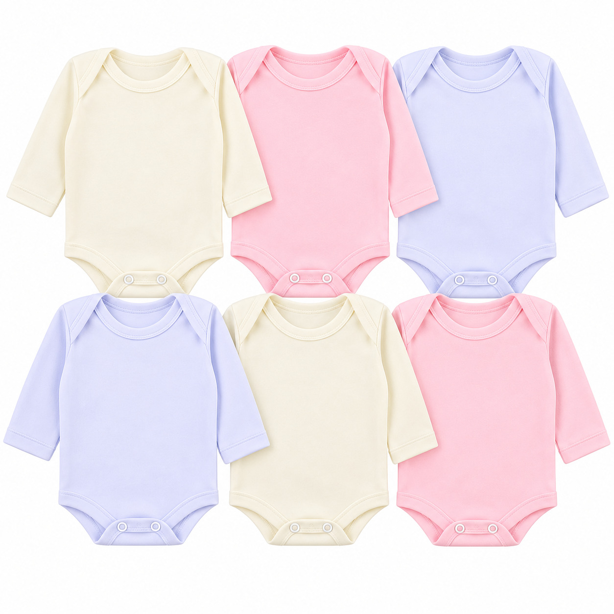 Kit Body Bebê Top Chot Suedine Liso - 06 Peças