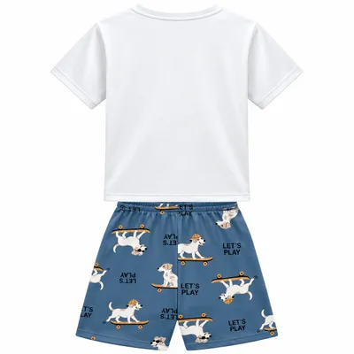 Pijama Curto Juvenil Kyly Masculino Estampa Lets Play Dog Pijama Curto Juvenil Kyly Masculino Estampa Lets Play Dog