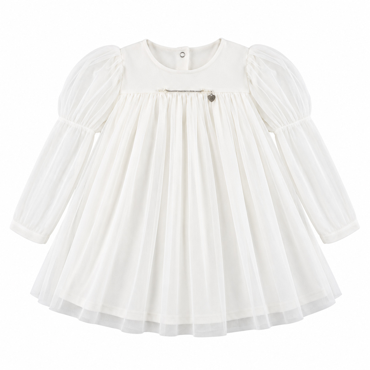 Vestido Manga Longa Bebê Kiki Aplicação De Strass