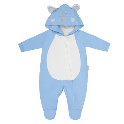 Macacão Longo Bebê Miniclo Capuz Bordado Ursinho