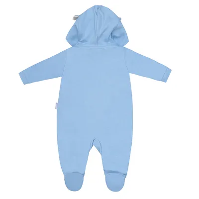 Macacão Longo Bebê Miniclo Capuz Bordado Ursinho