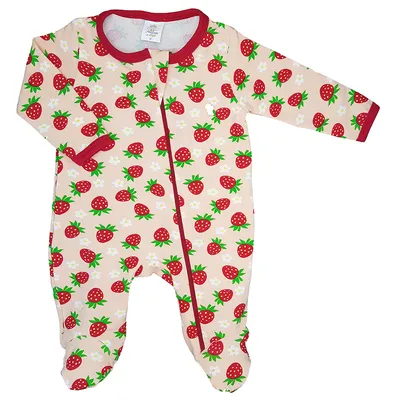 Macacão Longo Bebê Presente De Anjo Estampa Morango