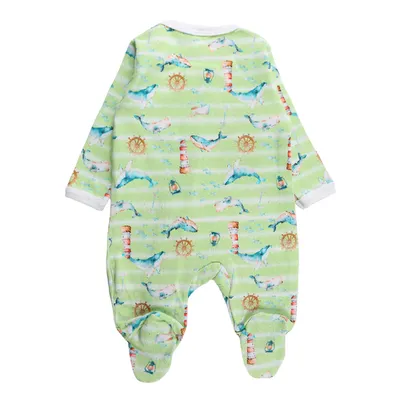 Macacão Longo Bebê Presente De Anjo Estampa Náutico