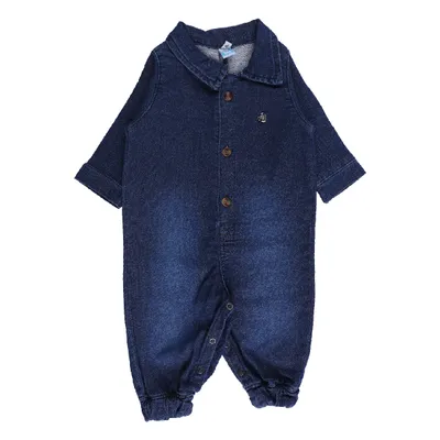 Macacão Longo Jeans Bebê Din Don Aplicação Sino