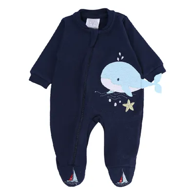 Macacão Longo Baby Gijo Bordado Baleia