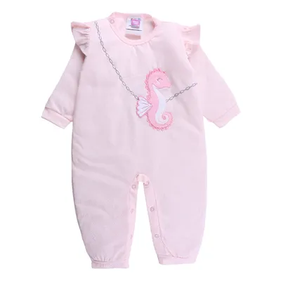 Macacão Longo Bebê Din Don Estampa Cavalinhos Marinhos