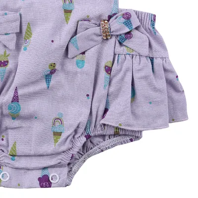 Banho De Sol Din Don Estampa Sorvete Com Laço E Babado