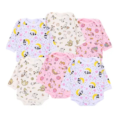 Kit Body Top Chot Manga Longa Malha Estampa Sortida 06 Peças