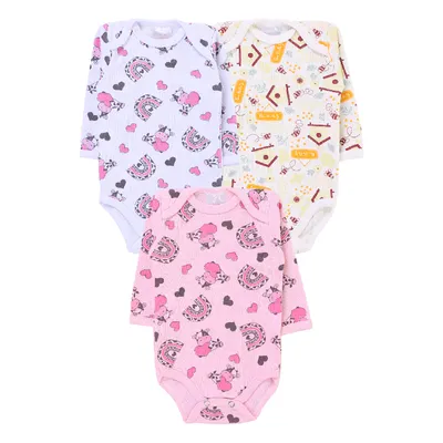 Kit Body Manga Longa Bebeninho Estampado - 03 Peças