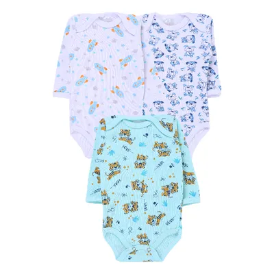 Kit Body Manga Longa Bebeninho Estampado - 03 Peças