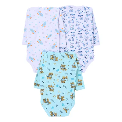Kit Body Manga Longa Bebeninho Estampado - 03 Peças