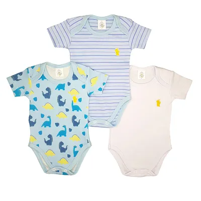 Kit Body Manga Curta Presente De Anjo Estampado - 03 Peças