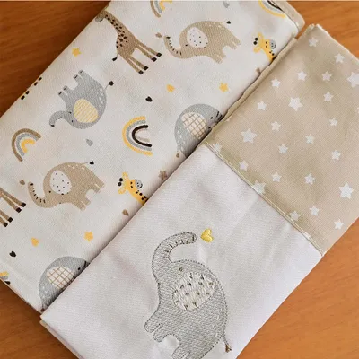 Kit Cueiro Bublim Flanelado E Bordado Elefante - 2 Peças Kit Cueiro Bublim Flanelado E Bordado Elefante - 2 Peças