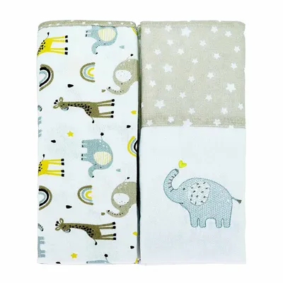 Kit Cueiro Bublim Flanelado E Bordado Elefante - 2 Peças Kit Cueiro Bublim Flanelado E Bordado Elefante - 2 Peças