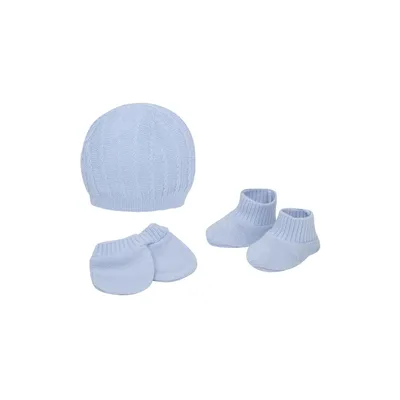 Kit Enxoval Fofinho Tricô Liso - 03 Peças Kit Enxoval Fofinho Tricô Liso - 03 Peças