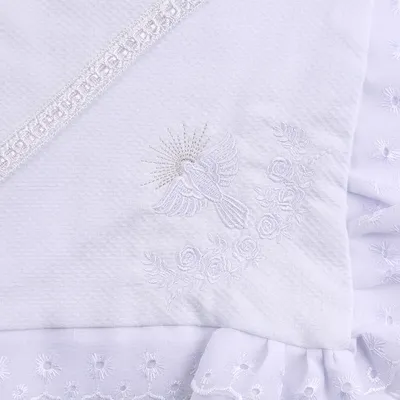 Manta Art Bebê Batizado Em Piquê Bordado Passarinho Manta Art Bebê Batizado Em Piquê Bordado Passarinho