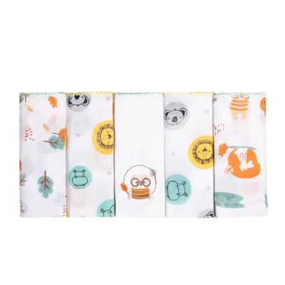 Kit Fraldas De Pano Papi Bordados Karinho Estampada - 05 Peças