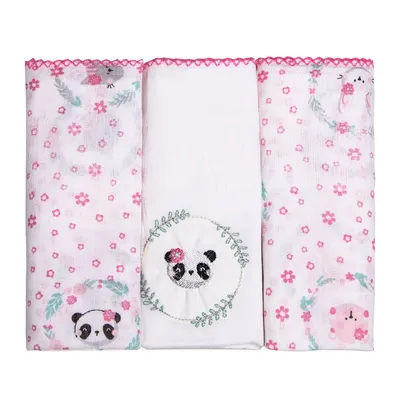 Kit Fralda Papi Bordados Karinho - 03 Peças Kit Fralda Papi Bordados Karinho - 03 Peças