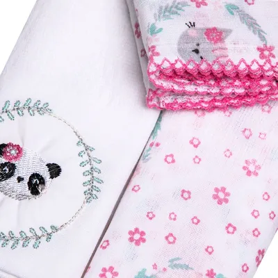 Kit Fralda Papi Bordados Karinho - 03 Peças Kit Fralda Papi Bordados Karinho - 03 Peças