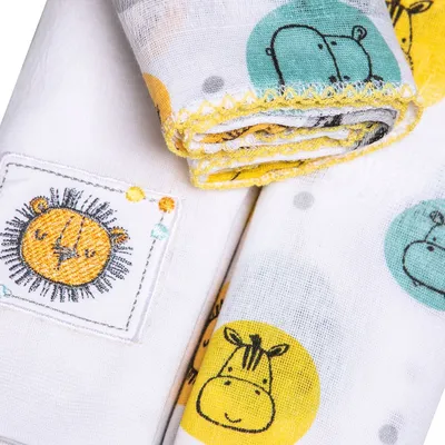 Kit Fralda Papi Bordados Karinho Estampa Bosque - 03 Peças Kit Fralda Papi Bordados Karinho Estampa Bosque - 03 Peças