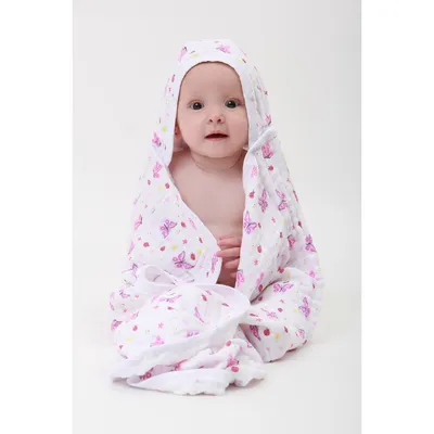 Toalha De Banho Baby Gijo Soft Borboleta Com Capuz