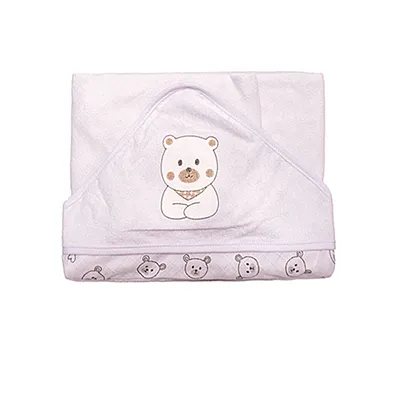 Toalha Com Capuz Bublim Plush Com Puff Urso