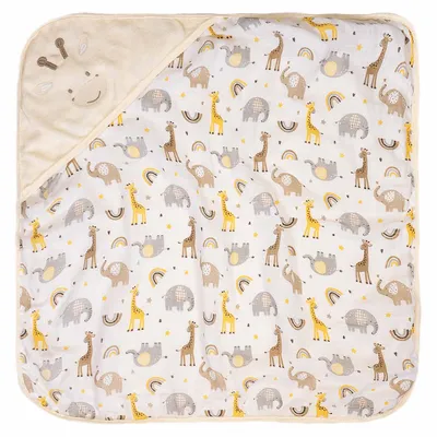 Toalha Com Capuz Bublim Plush Bordado Girafa Toalha Com Capuz Bublim Plush Bordado Girafa