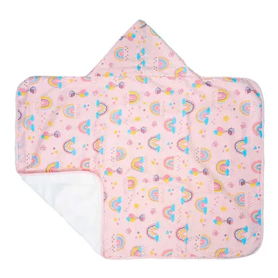 Toalha Com Capuz Bublim Forro De Fralda Estampa Arco-Íris