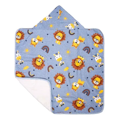 Toalha Com Capuz Bublim Com Forro Estampa Leão Toalha Com Capuz Bublim Com Forro Estampa Leão