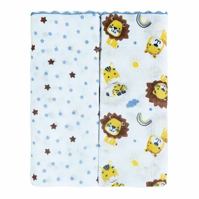 Kit Toalha Fralda Bublim Luxo Festonê Leão - 2 Peças Kit Toalha Fralda Bublim Luxo Festonê Leão - 2 Peças