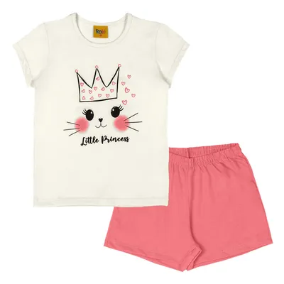Pijama Curto Infantil Rolú Estampa Little Princess Pijama Curto Infantil Rolú Estampa Little Princess
