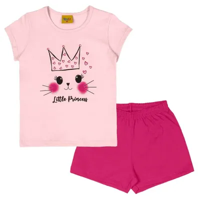 Pijama Curto Infantil Rolú Estampa Little Princess Pijama Curto Infantil Rolú Estampa Little Princess