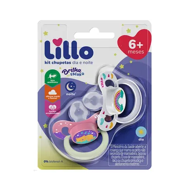 Kit Chupeta Lillo Dia e Noite Silicone Tamanho 2 - 2 Peças Kit Chupeta Lillo Dia e Noite Silicone Tamanho 2 - 2 Peças