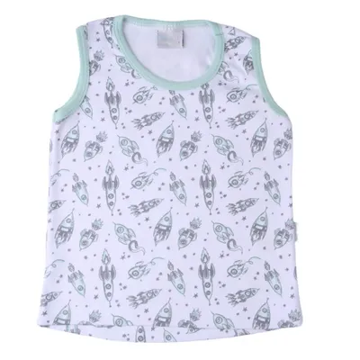 Blusa Regata Infantil Miniclo Estampa Explore Foguete Blusa Regata Infantil Miniclo Estampa Explore Foguete
