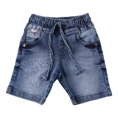 Bermuda Jeans Infantil Gijo Kids Lavagem Used Com Elástico Bermuda Jeans Infantil Gijo Kids Lavagem Used Com Elástico